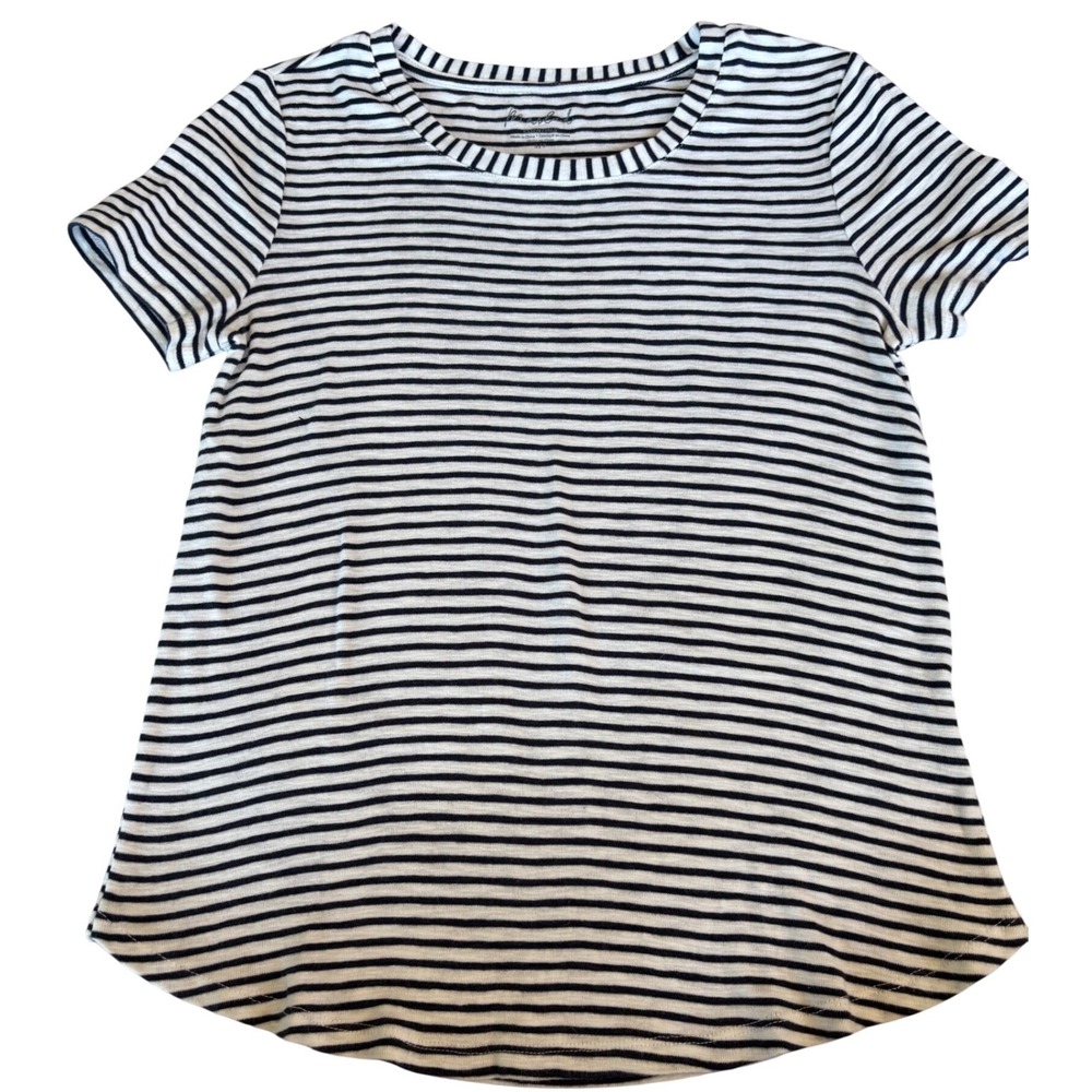 Banana Republic Factory Women Striped Short Sleeve Crewneck Tee Navy White XS